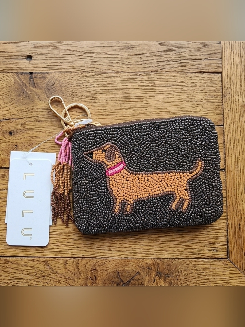LULU Beaded Dachshund Coin Purse & Keychain